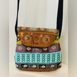 Women's Embroidered Multicolor Mini Bag Purse Crossbody